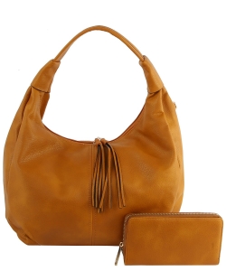 Tassel Zipprer 2-in-1 Shoulder Bag Hobo LMS196-1W MUSTARD